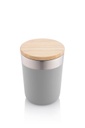 LAREN - Vacuum Coffee Tumbler With Bamboo Lid - Grey