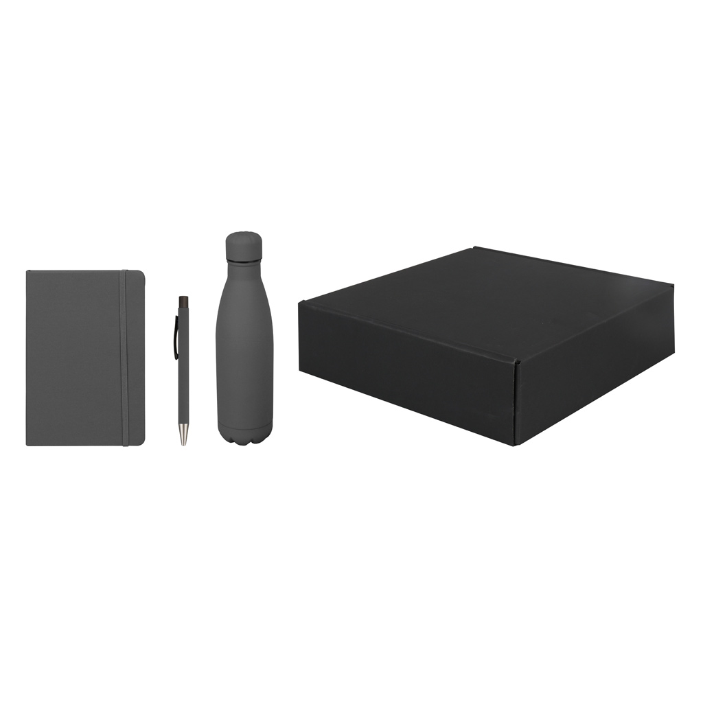 LAUTA - Giftology Set of Stainless Bottle, Notebook and Pen - Grey