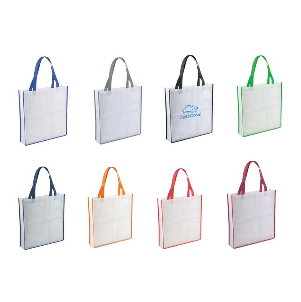 Non-Woven Shopping Bag Vertical White/R.Blue