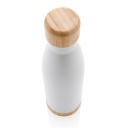 ODESSA - Giftology Double Wall Stainless Bottle with Bamboo Lid and Base - White