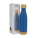 ODESSA - Giftology Double Wall Stainless Bottle with Bamboo Lid and Base - Blue