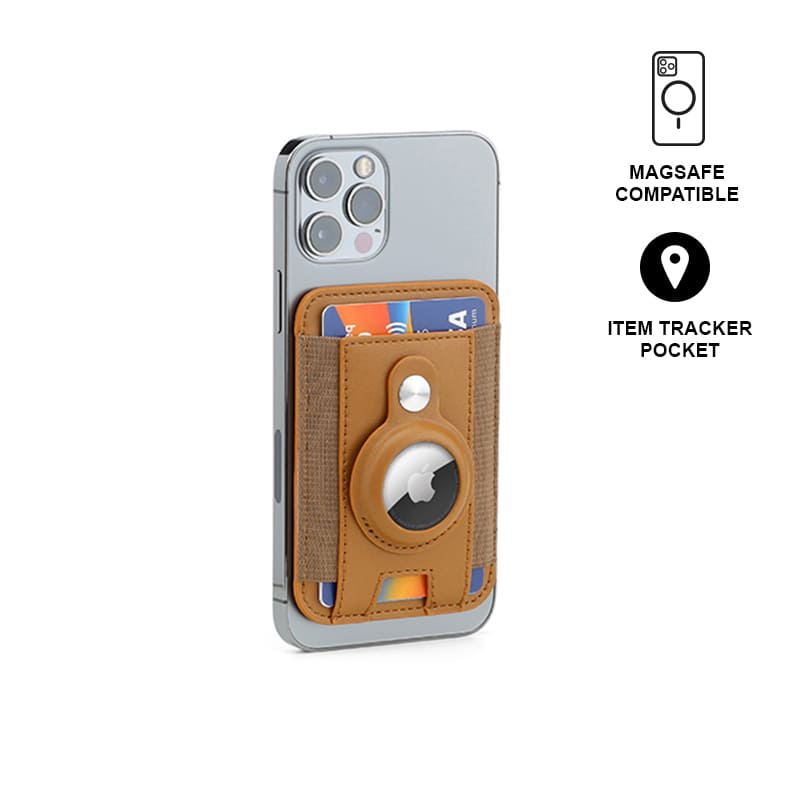 MARZ - Santhome® Magnetic Phone Cardholder with Santhome Tag Pocket - Tan
