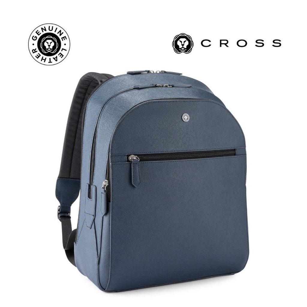 Cross Luxury Leather Backpack - Navy Blue