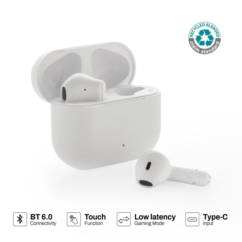 TUNEVO RCS recycled plastic wireless earbuds - White