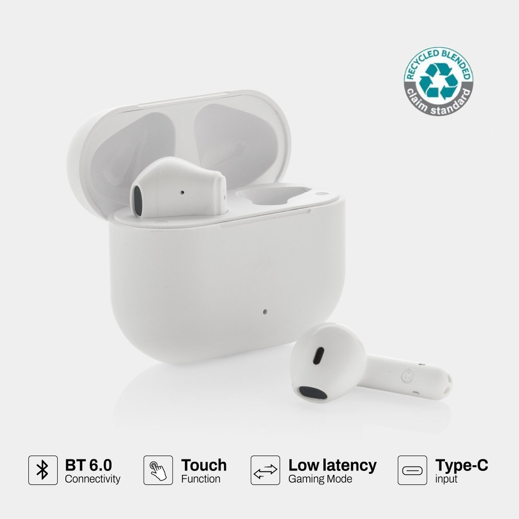 TUNEVO RCS recycled plastic wireless earbuds - White
