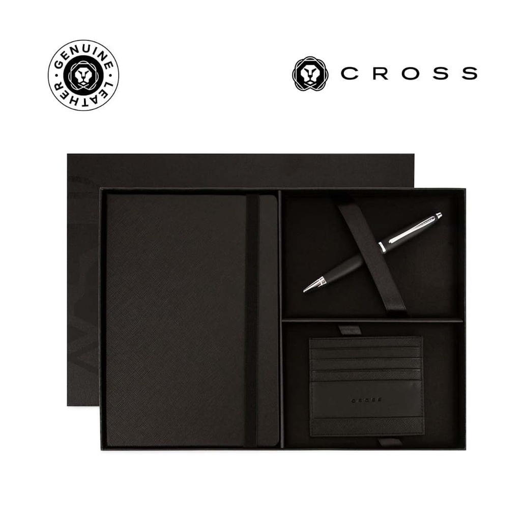 Cross Calais™ Ballpoint Pen with Notebook and Cardholder Gift Set - Black