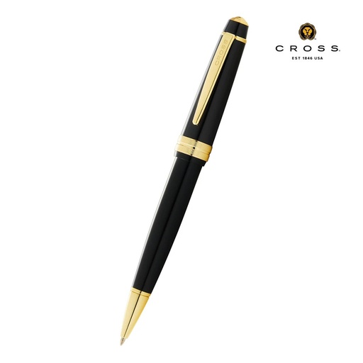 [WICR 5301] Cross Bailey Light™ Polished Black Resin and Gold Tone Ballpoint Pen (Blue Ink)