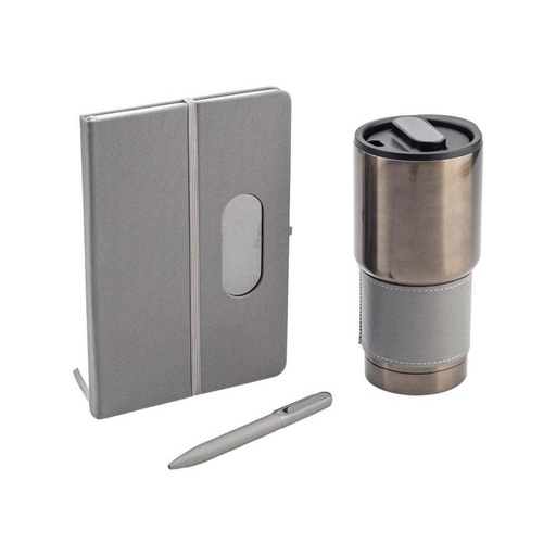 [GSHL 9597] GIESSEN - Hans Larsen Gift Set of Tumbler, Notebook and Pen - Grey