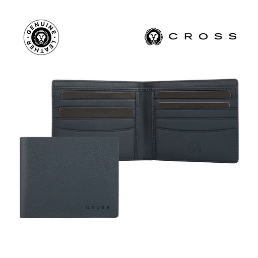 [LACR 2001] CROSS Saffiano Leather 8CC Slim Bifold Wallet - Navy Blue