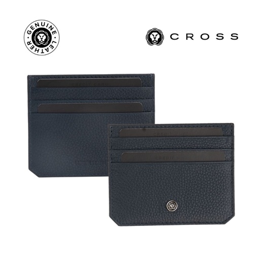 [LACR 2044] CROSS Pebble Leather 6CC Cardholder - Navy Blue