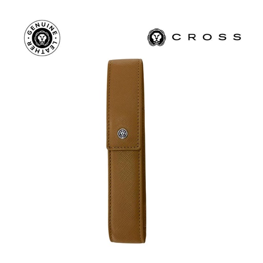 [LACR 2049] CROSS Leather Single Pen Case with Flap - Mocha