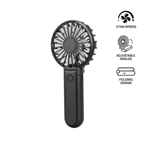 [WNFN 9230] ROTO - Rechargeable Handheld Fan with Foldable Desk Stand - Black 